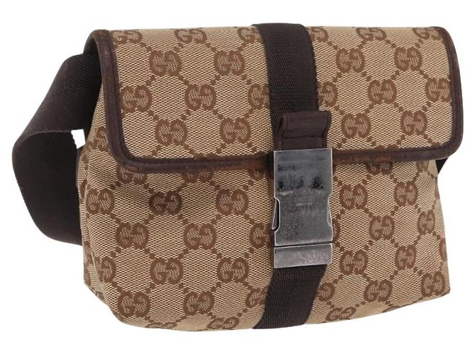 Gürteltasche GUCCI GG Canvas Beige Silver 131236 Auth ep15942 Silber