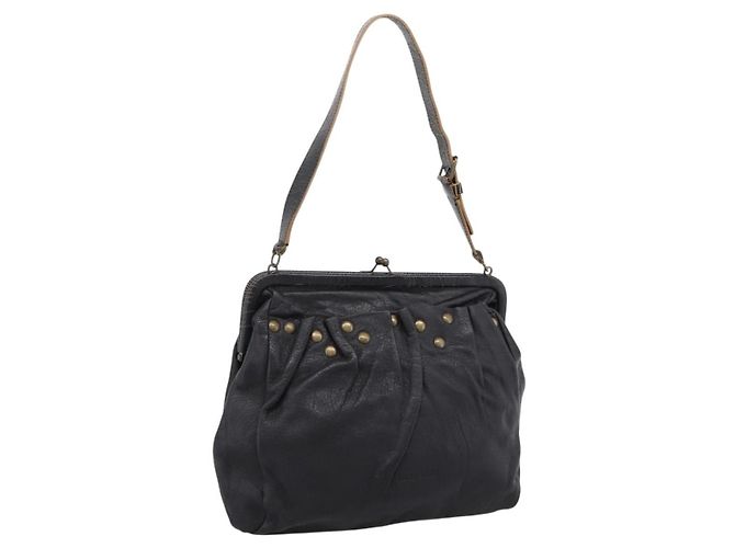 Borsa a tracolla Miu Miu in pelle nera e oro Auth 206289 Nero D'oro