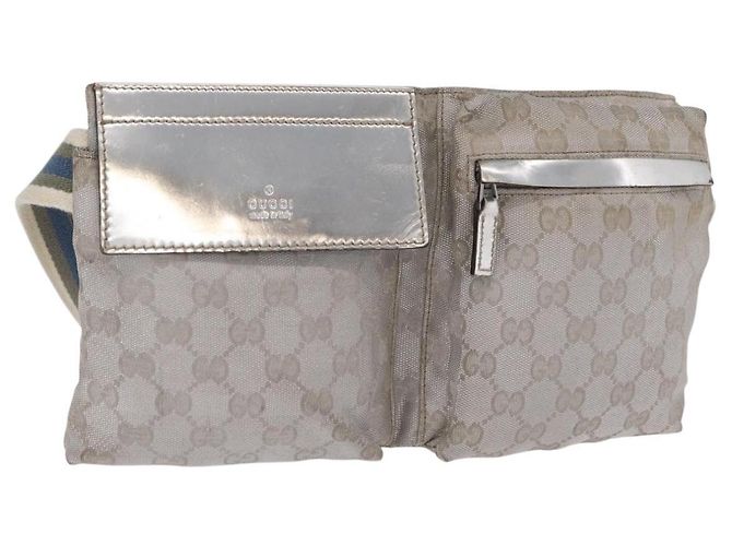 GUCCI GG Canvas Gürteltasche Silver 28566 Auth ep16179 Silber