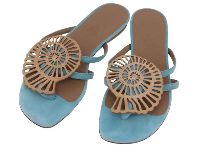 Hermès HERMES Sandalen Suede 36 Light Blue Auth 203814V Hellblau