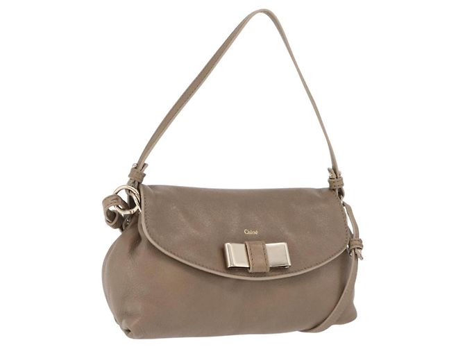 Chloé Bolsa de ombro Chloe Lily em couro 2way Beige Gold Auth 206105A Bege Dourado