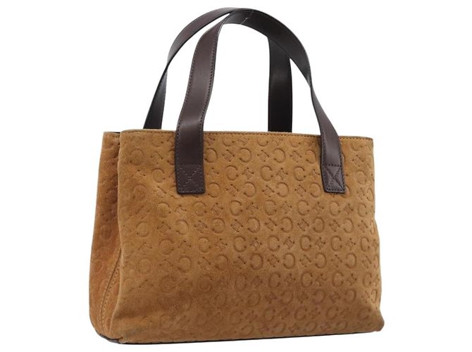 Céline Sac à main CELINE C Macadam Canvas Suede Brown Gold Auth ep15941 Marron Doré