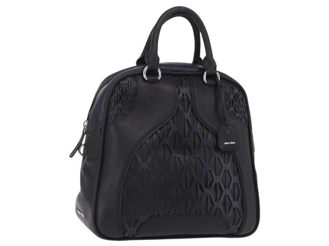 Bolsa de mão Miu Miu em couro preto e prata Auth am12613V