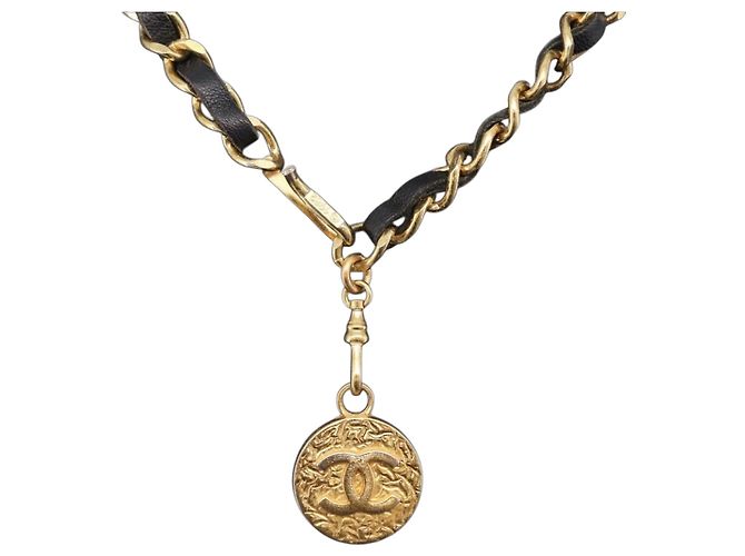 CHANEL Halskette Metall Gold Tone CC Auth bs37294A