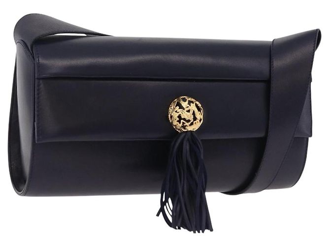 Borsa a tracolla Salvatore Ferragamo in pelle blu navy e oro Auth 206283A D'oro