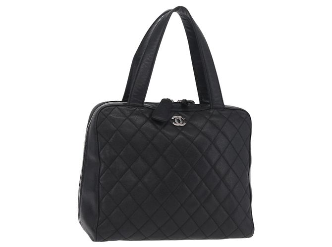 CHANEL Handtasche Caviar Skin Black Gold Tone CC Auth mr3003V Schwarz