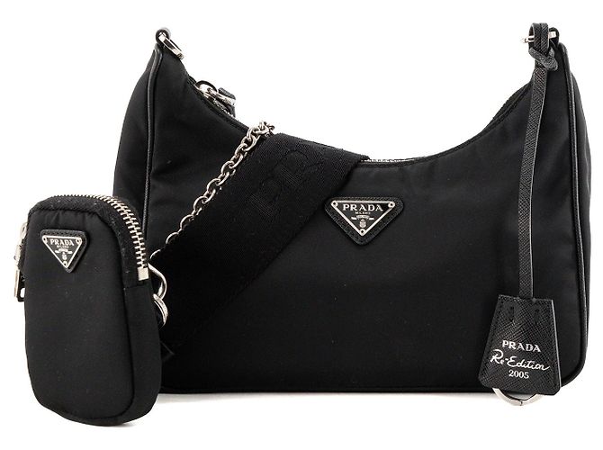 PRADA - Borsa a tracolla Re-Edition 2005 Prada in Re-nylon e pelle saffiano nera Nero