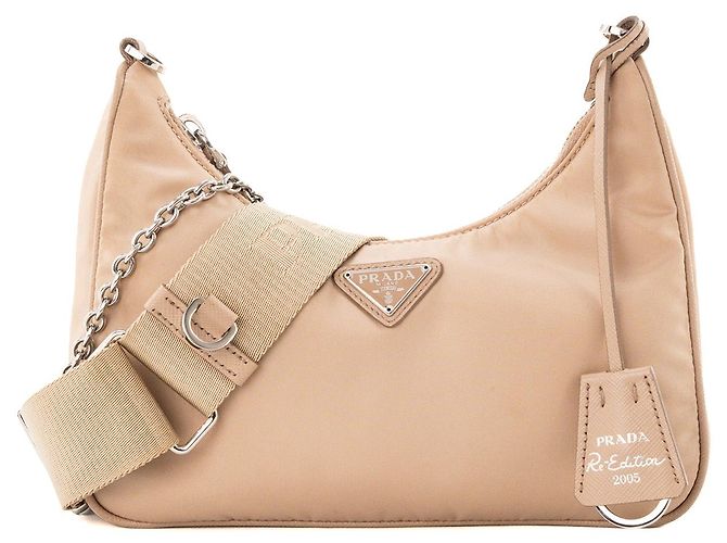 PRADA - Sac à bandoulière Re-Edition 2005 Prada en Re-nylon et cuir saffiano beige