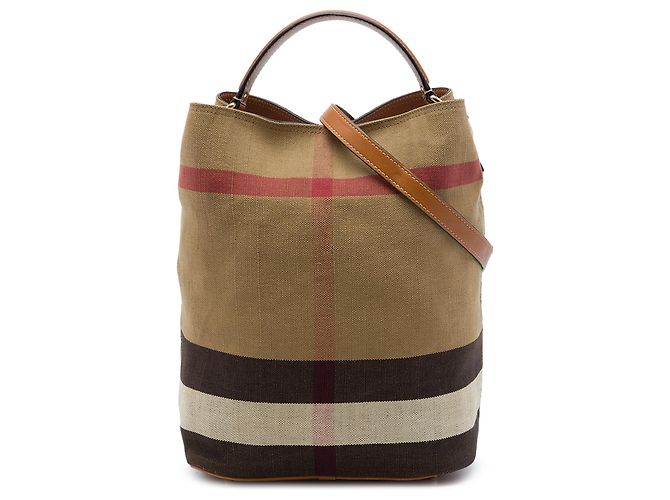 Borsa Secchiello Ashby Burberry Medium Mega Check Canvas Marrone