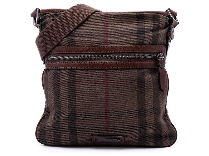 Bolsa crossbody em algodão Burberry Brown Exploded Check Marrom