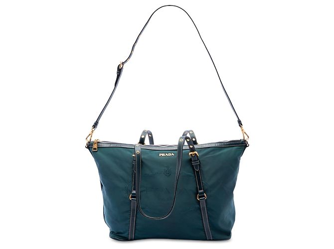 Bolsa Satchel Prada em Tessuto com acabamento em Saffiano Verde