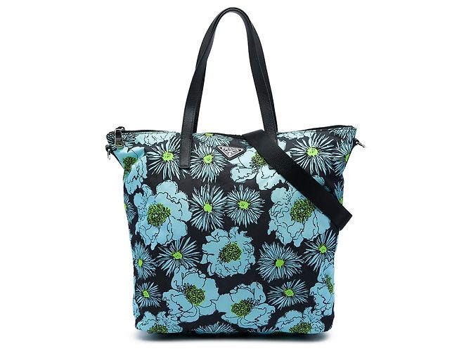 Borsa Tote Prada Tessuto Stampato blu