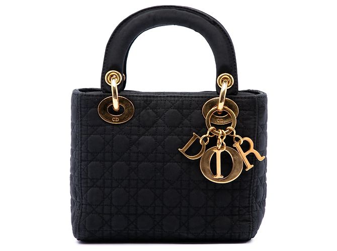 Autre Marque Borsa Lady Dior Mini in nylon nero Microcannage
