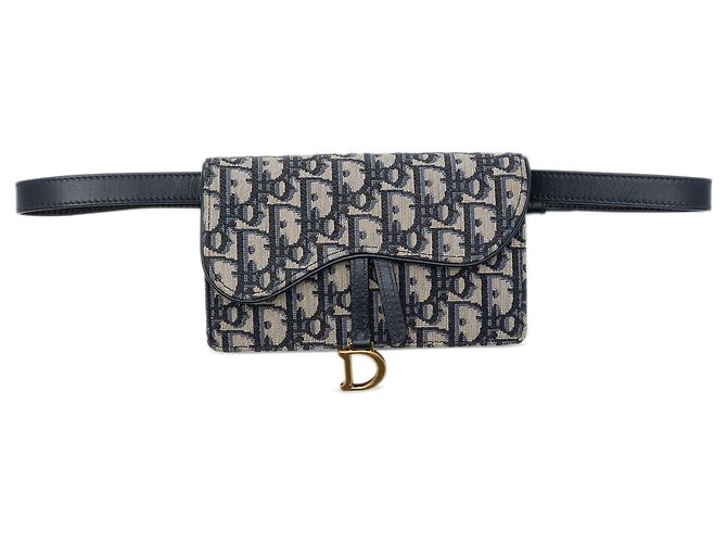 Autre Marque Dior Oblique Canvas Saddle Gürteltasche blau