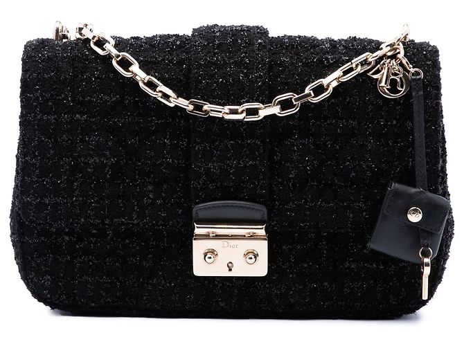 Autre Marque Borsa a tracolla Miss Dior Flap Medium in tweed Cannage nero
