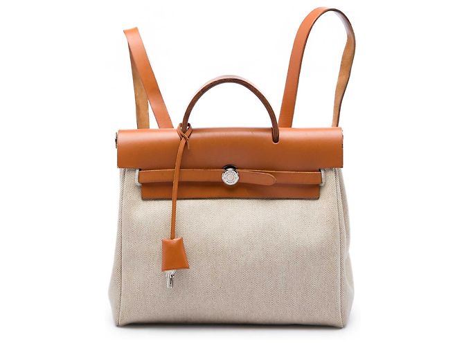 Beige Hermès Toile Herbag Backpack PM
