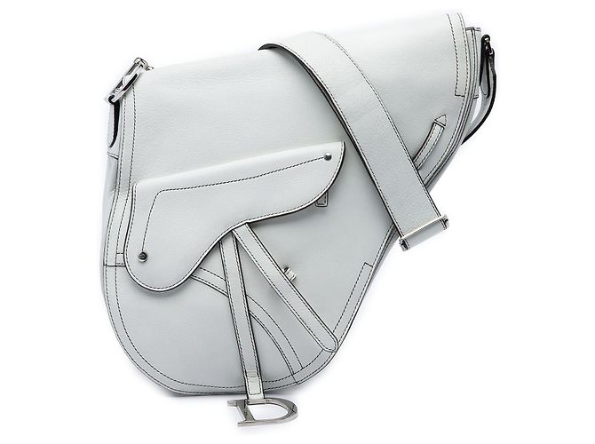 Autre Marque Borsa Saddle Dior in pelle bianca Bianco