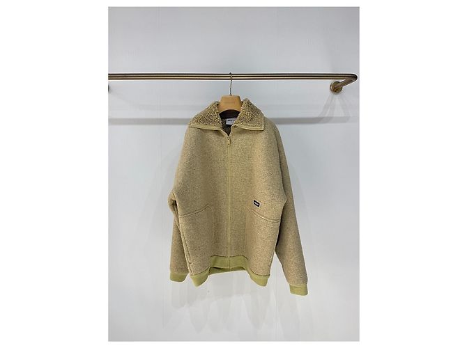 Miu Miu Teddy Fleece Jacke Beige Mehrfarben