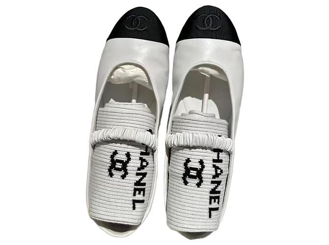 Bailarinas Chanel de Tweed Blanco Talla 36 Multicolor