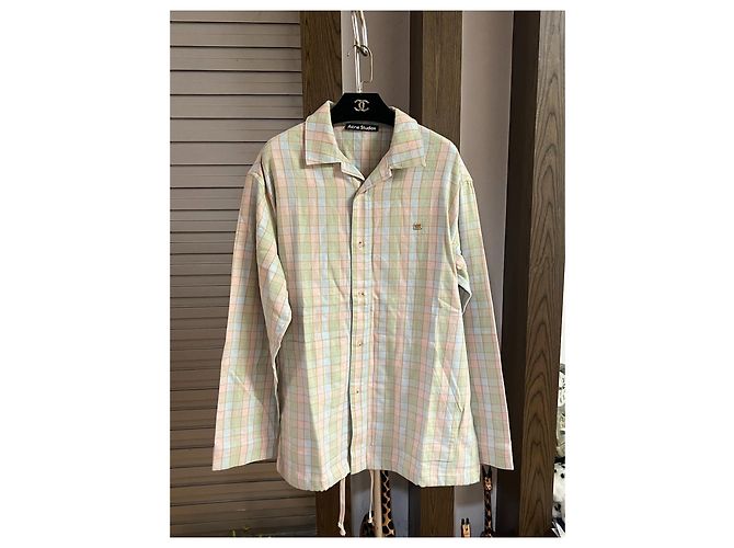 Camisa Acne Studios de Algodão Xadrez com Motivo Smiley Multicor