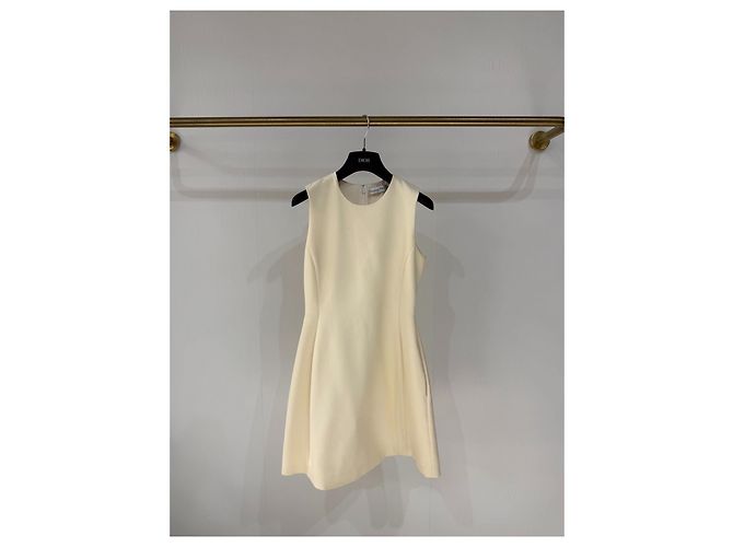 Autre Marque Vestido Dior Blanco de Lana y Seda Multicolor