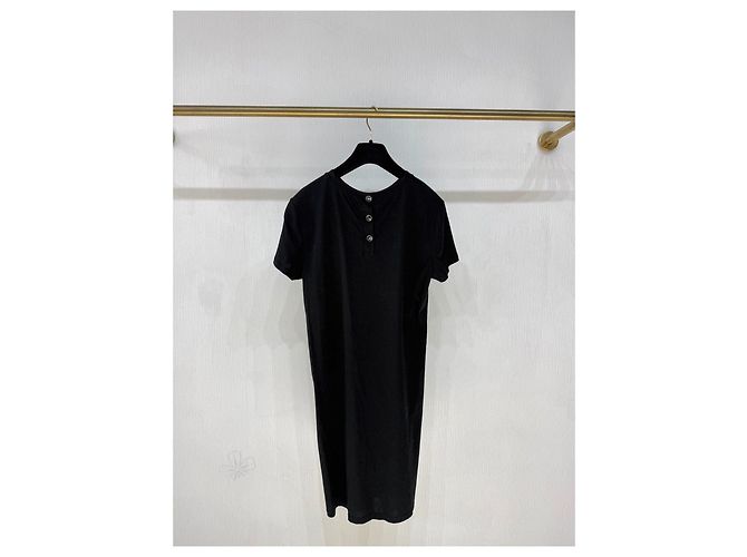 Vestido Chanel negro de algodón con botones logo Double-C Multicolor