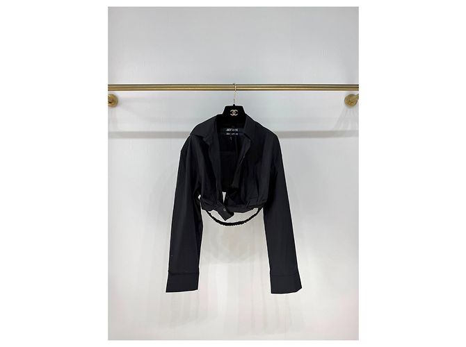 Jacquemus Top Negro de Algodón Estilo Camisa Chaqueta Multicolor
