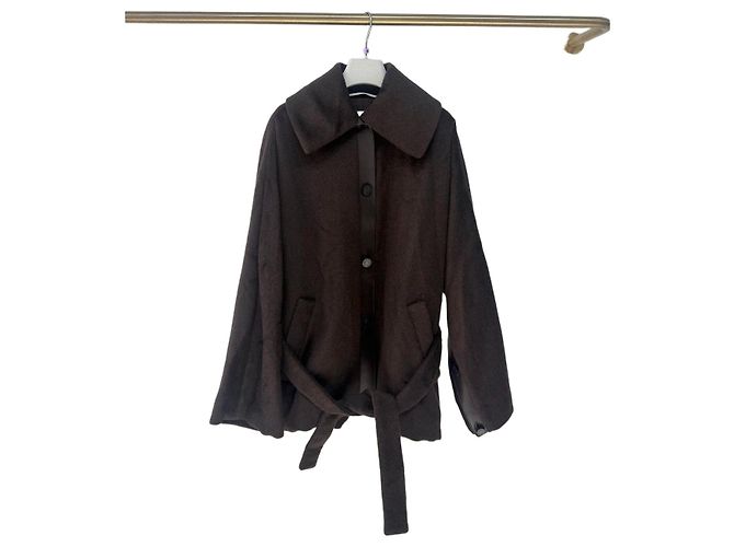 Hermès Cashmere and Alpaca Coat Brown Size 38