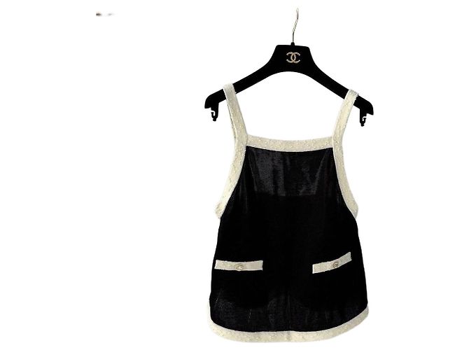 Débardeur Chanel en Viscose Multicolore Noir et Blanc