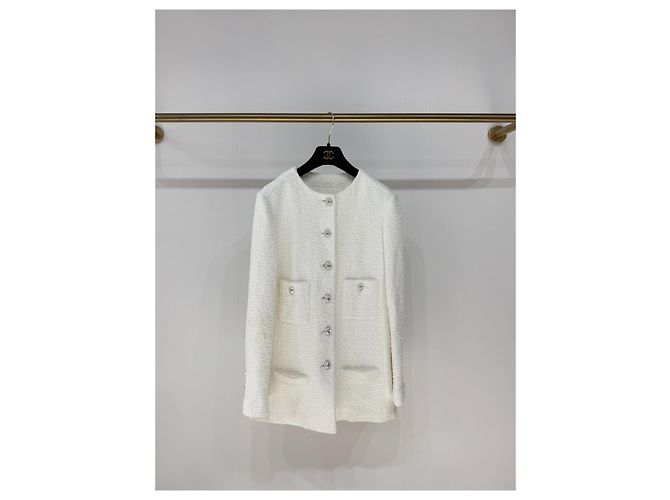 Chaqueta Chanel de tweed blanco talla 36 Multicolor