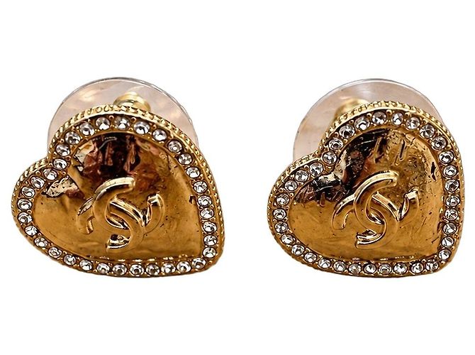Orecchini Chanel CC Cuore con Cristalli D'oro