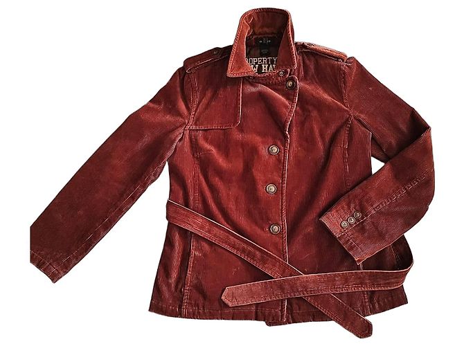 Autre Marque GANT Giacca Trench Corta in Velluto a Costine Marrone
