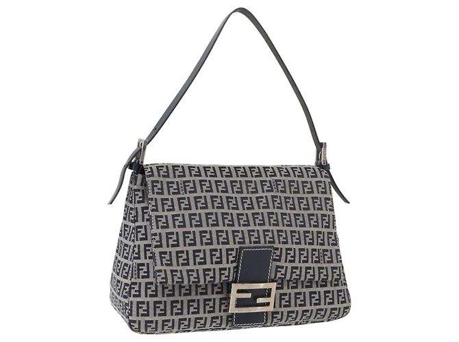 Fendi Baguette Zucchino Canvas Mini Blu navy