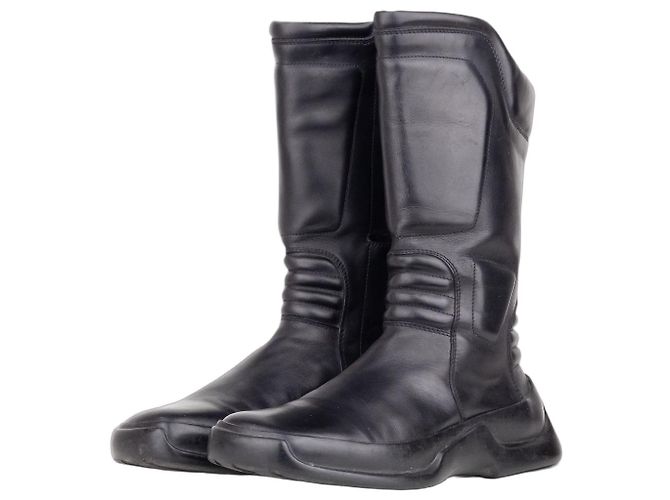 Prada AW99 Mid Calf Square Toe Astro Moto Biker Boots