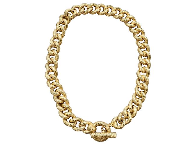 Collar Choker Christian Dior Cadena de Eslabones Dorada Dorado