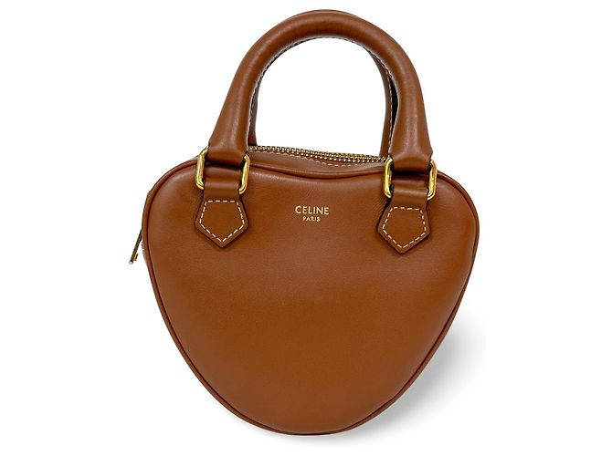 Céline Celine Heart Leather Mini Marrone