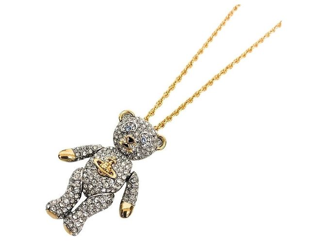 Collana lunga con pendente a orso Vivienne Westwood Argento D'oro