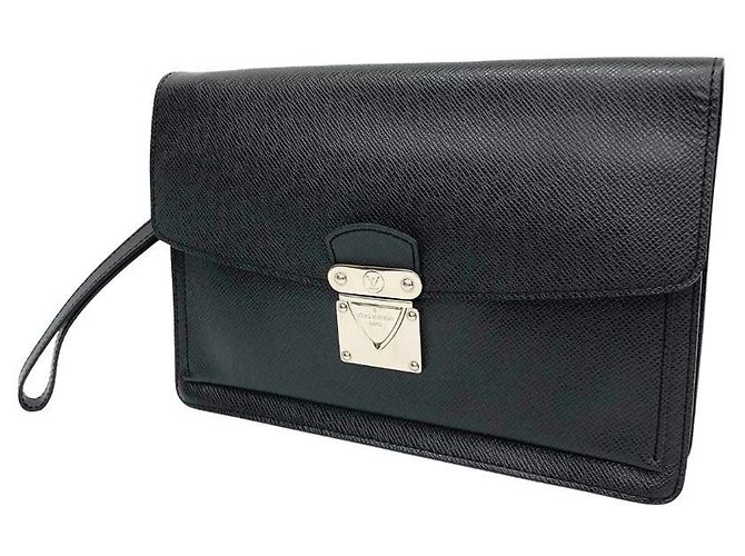 Pochette Louis Vuitton Taiga Belaia Noir Gris