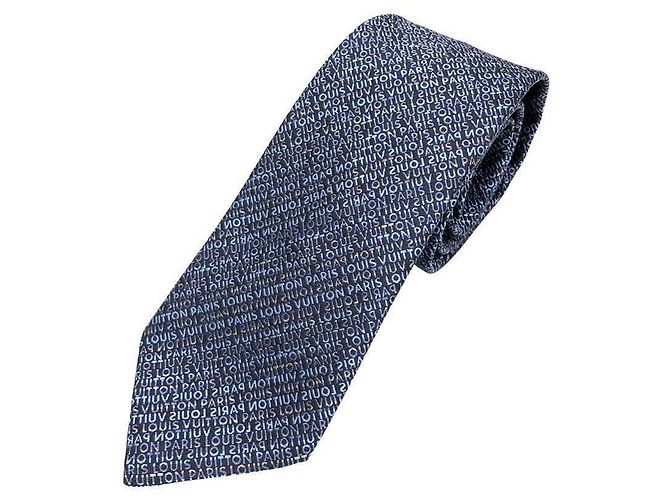 Cravatta in seta blu-grigio Louis Vuitton Marrone