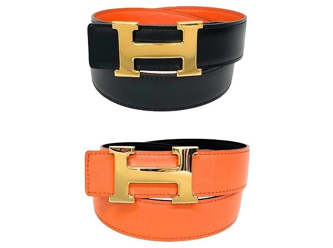 Hermès Hermes Constance H-Belt Black Golden Orange