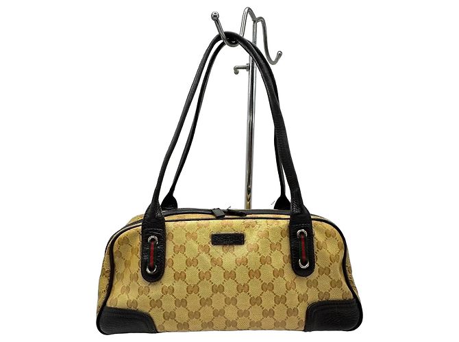 Gucci Bolsa Bowling Monogram Princy Marrom Bege
