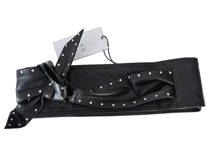 Iro Studded black leather obi belt