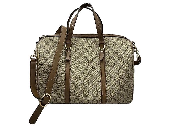 Borsa Boston Gucci Monogram GG Marrone Beige