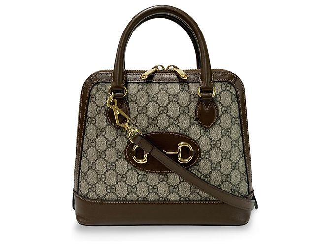 Gucci Horsebit 1955 GG Coated Canvas with Leather Medium Marrone