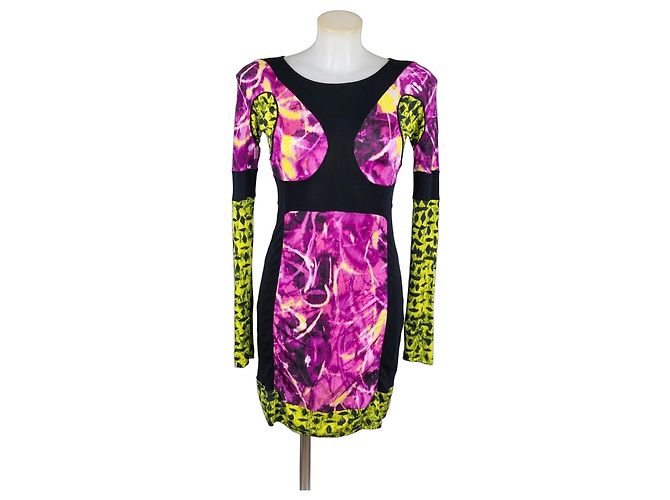 Versus Versace Printed Mini Dress Black Pink Multiple colors Yellow