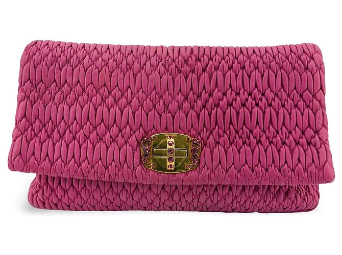Miu Miu Crystal Clutch aus Matelassé-Leder Medium Pink