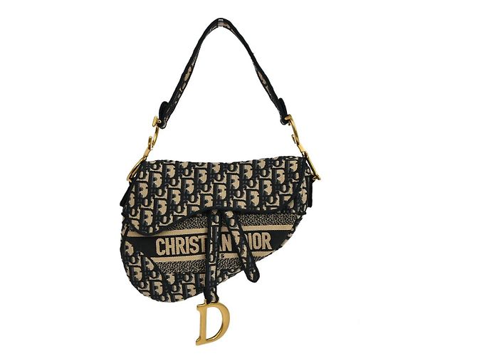 Christian Dior Saddle Oblique Denim Medium Noir