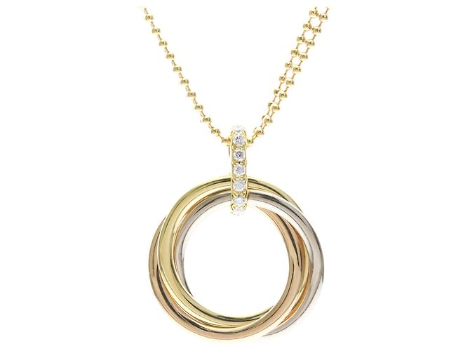 Cartier Trinity Medium Modell Diamantenhalskette Silber Golden