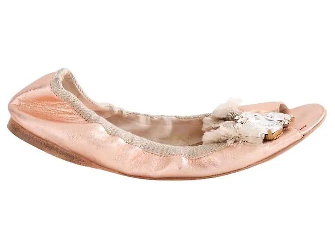 Bailarinas Miu Miu de cuero rosa