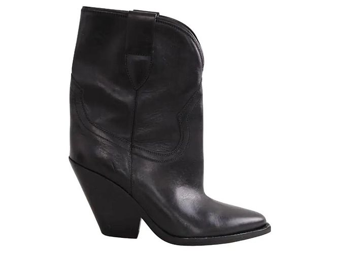 Isabel Marant Black Leather Ankle Boots Size 38